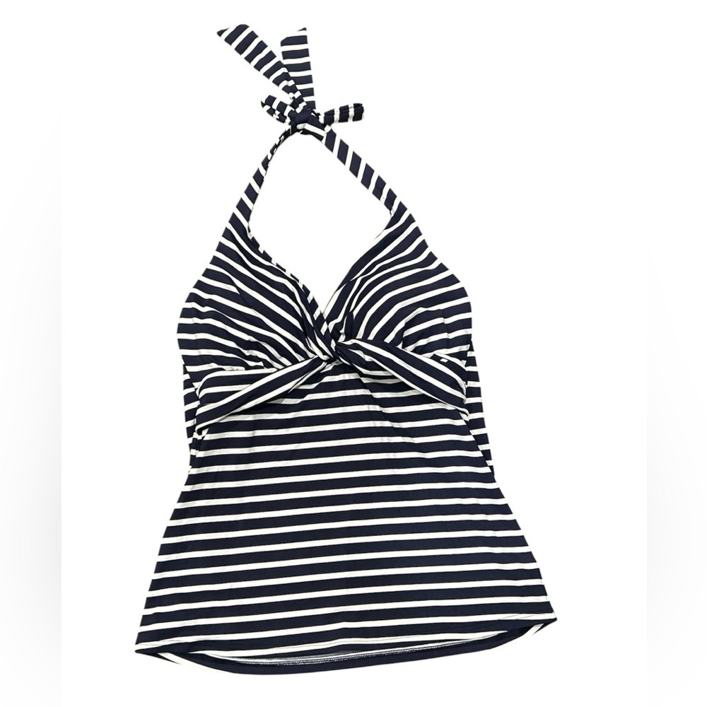 Lands' End Navy and White Striped Top